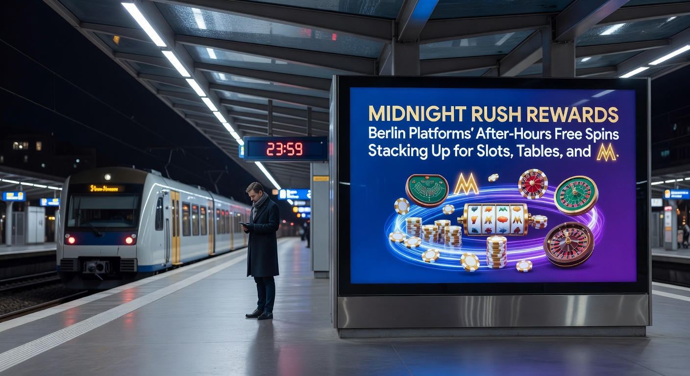 Ein Smartphone zeigt stacking Freispiele auf einem mobilen Slot während der Midnight Rush in Berliner Casinos