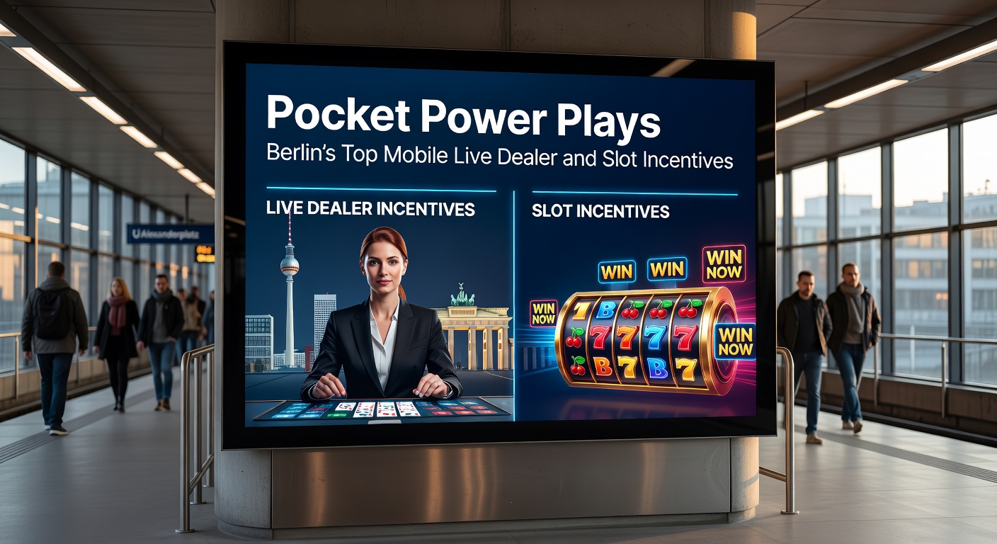 Dynamische Slot-Walzen auf Smartphone-Display mit Bonus-Symbolen und Berliner Skyline, illustriert mobile Slot-Power-Plays